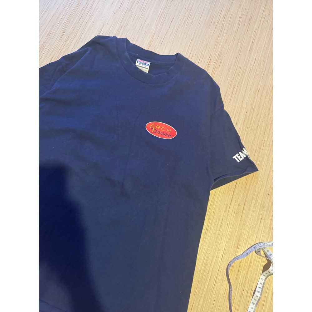Vintage 1996 McDonalds Arch Deluxe Hanes Beefy-T Shirt Mens XL Navy Blue 44